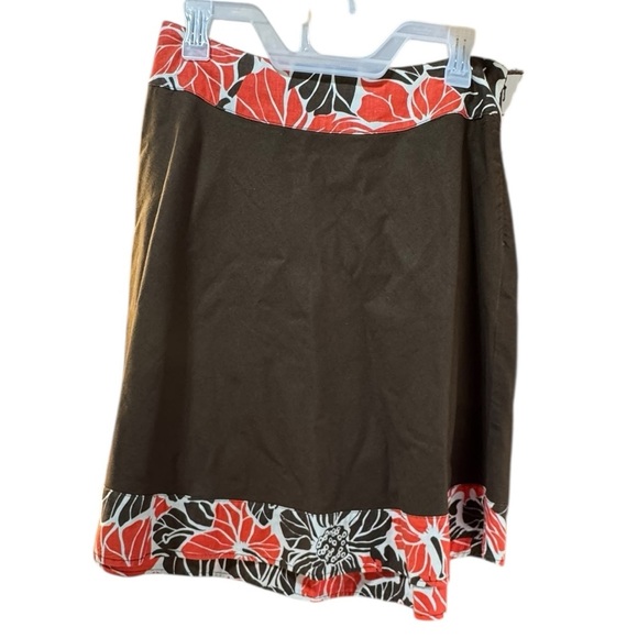 Bob Timberlake Linen Blend Floral Brown and Red Women's Full‎ Skirt Sz 8 EUC - Picture 6 of 9